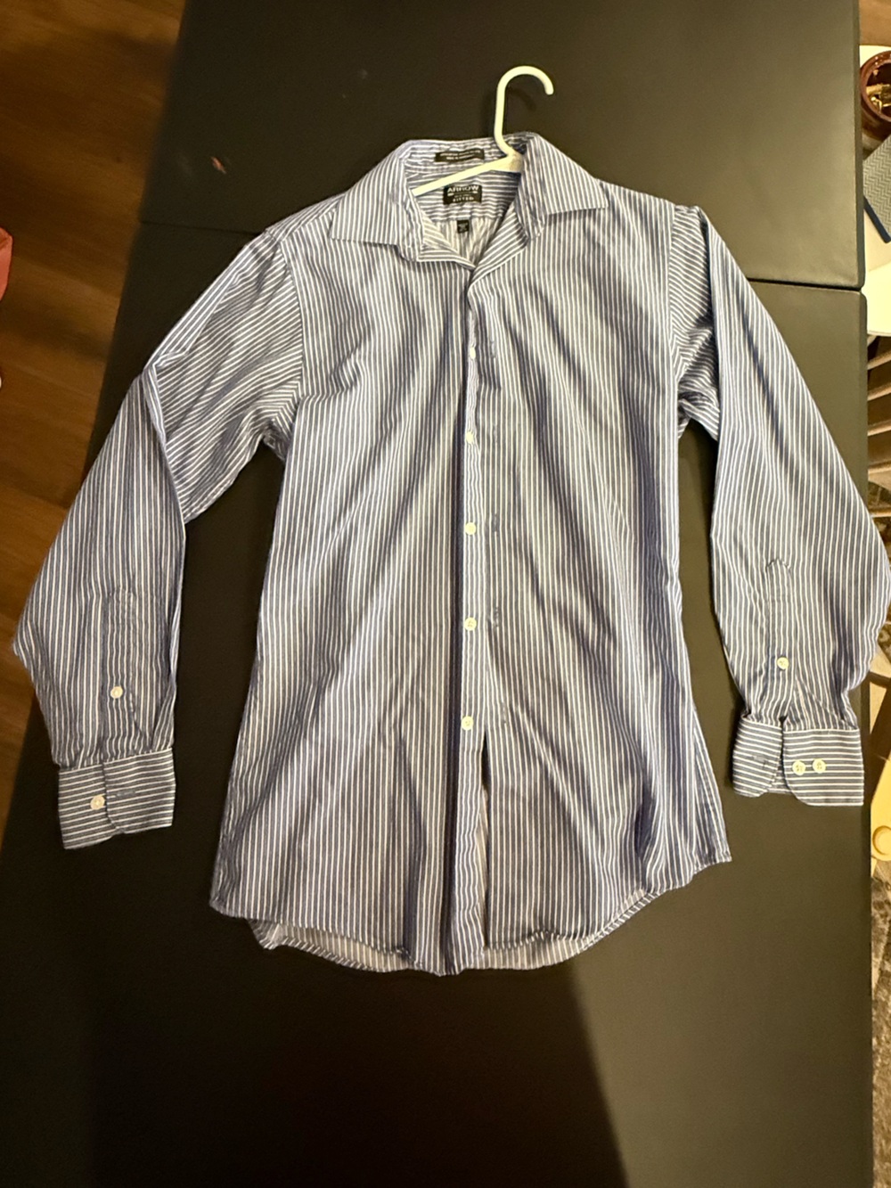 Classic Arrow Blue and White Striped Men's Dress Shirt